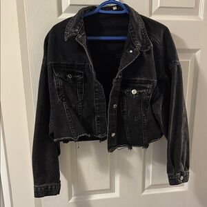 Black Denim Cropped Jacket